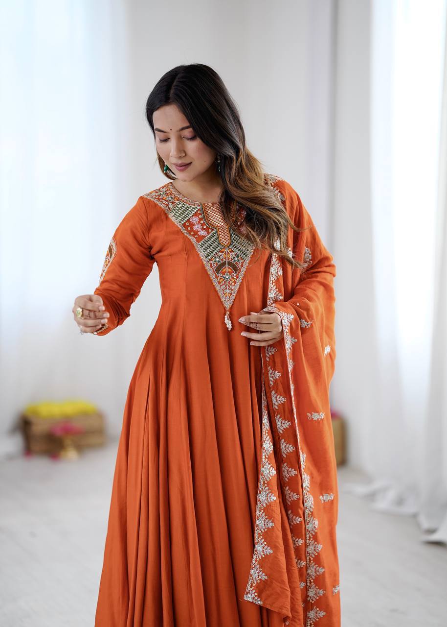 Vastika Elegant Embroidered Anarkali Three Piece Set
