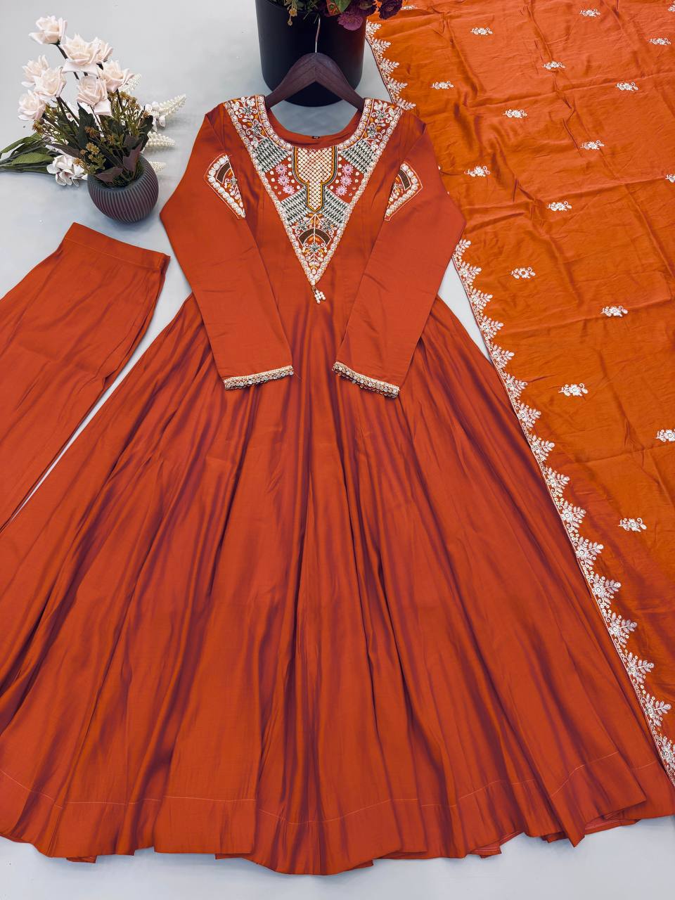 Vastika Elegant Embroidered Anarkali Three Piece Set