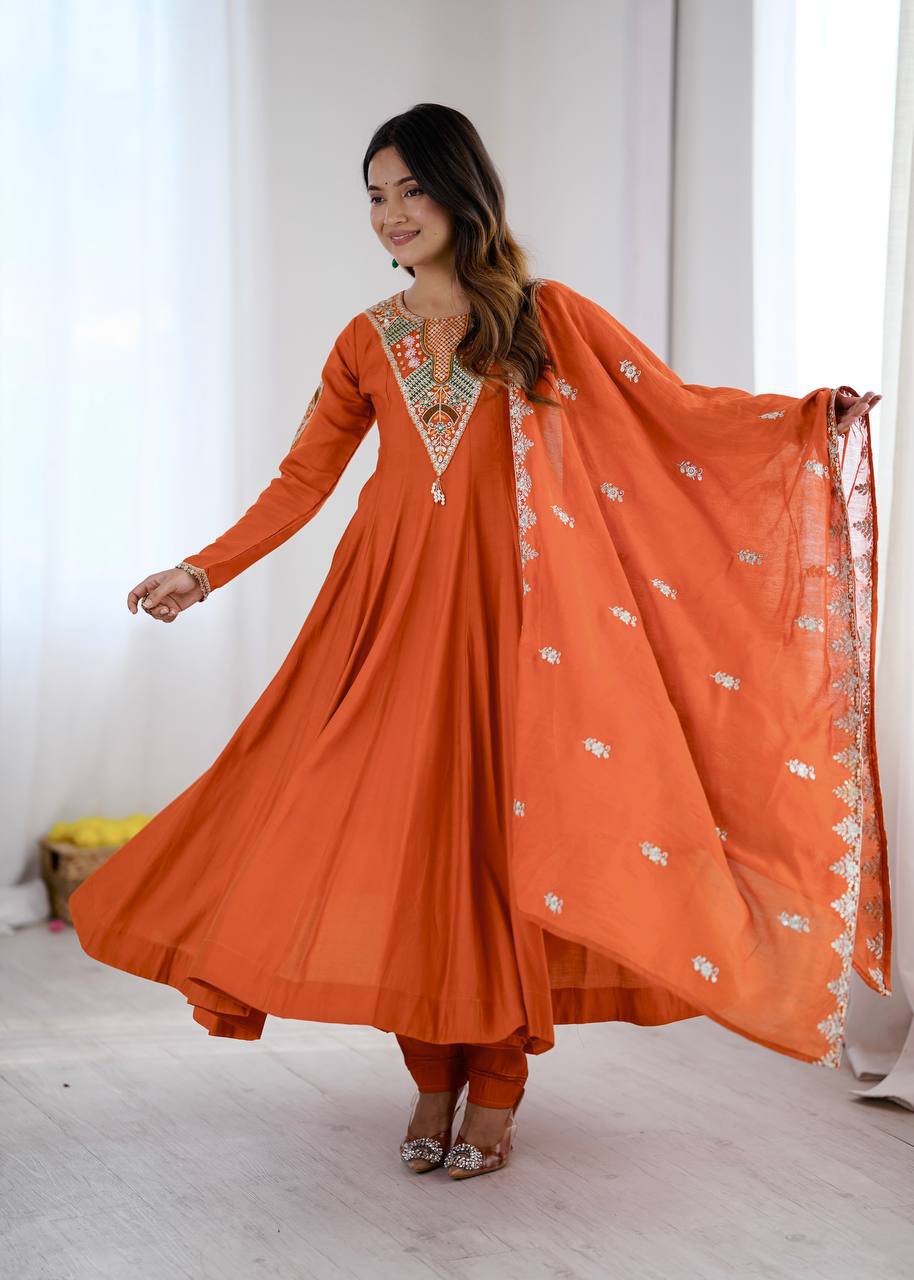 Vastika Elegant Embroidered Anarkali Three Piece Set