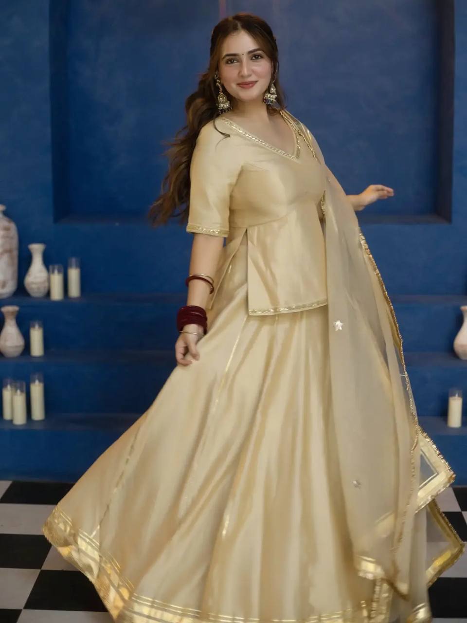 Vastika Vichitra Silk Designer Top Lehenga Set