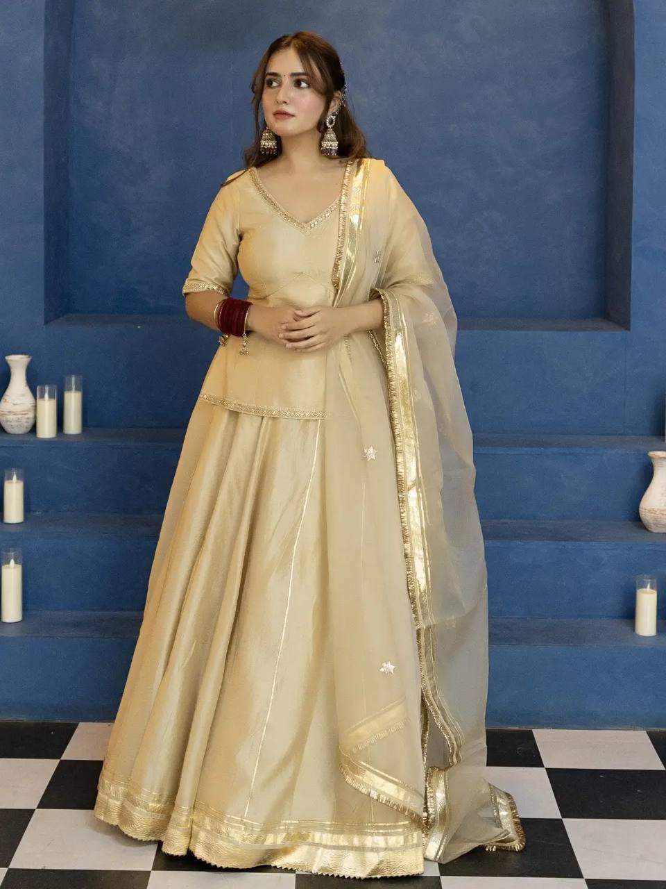 Vastika Vichitra Silk Designer Top Lehenga Set