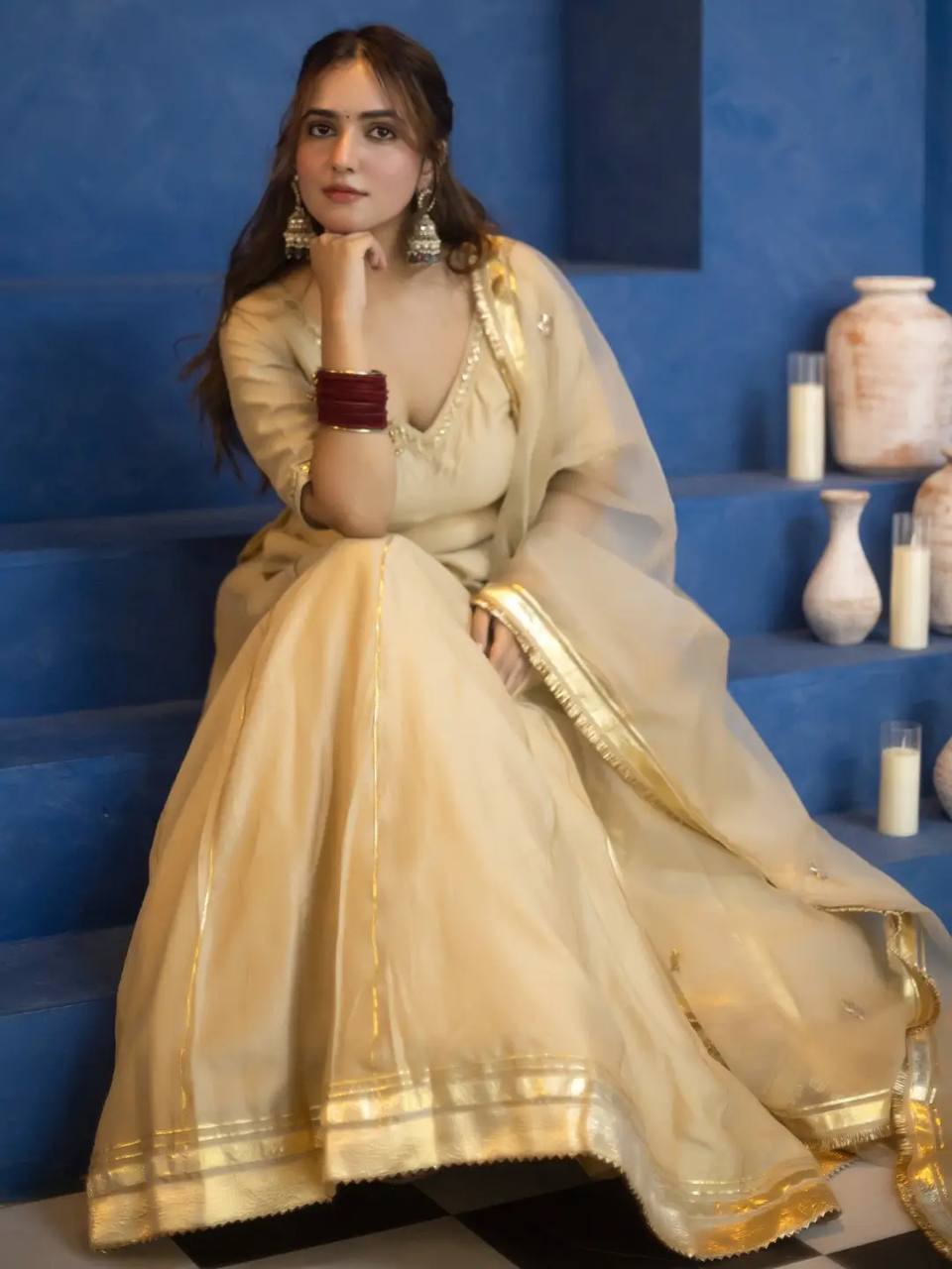 Vastika Vichitra Silk Designer Top Lehenga Set