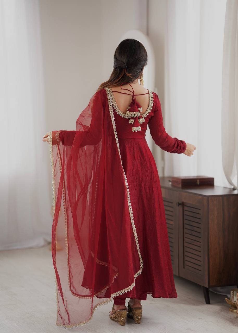Vastika Doremon Crush Designer Three Piece Set Red