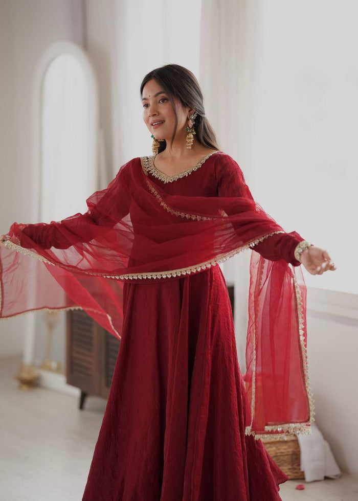 Vastika Doremon Crush Designer Three Piece Set Red