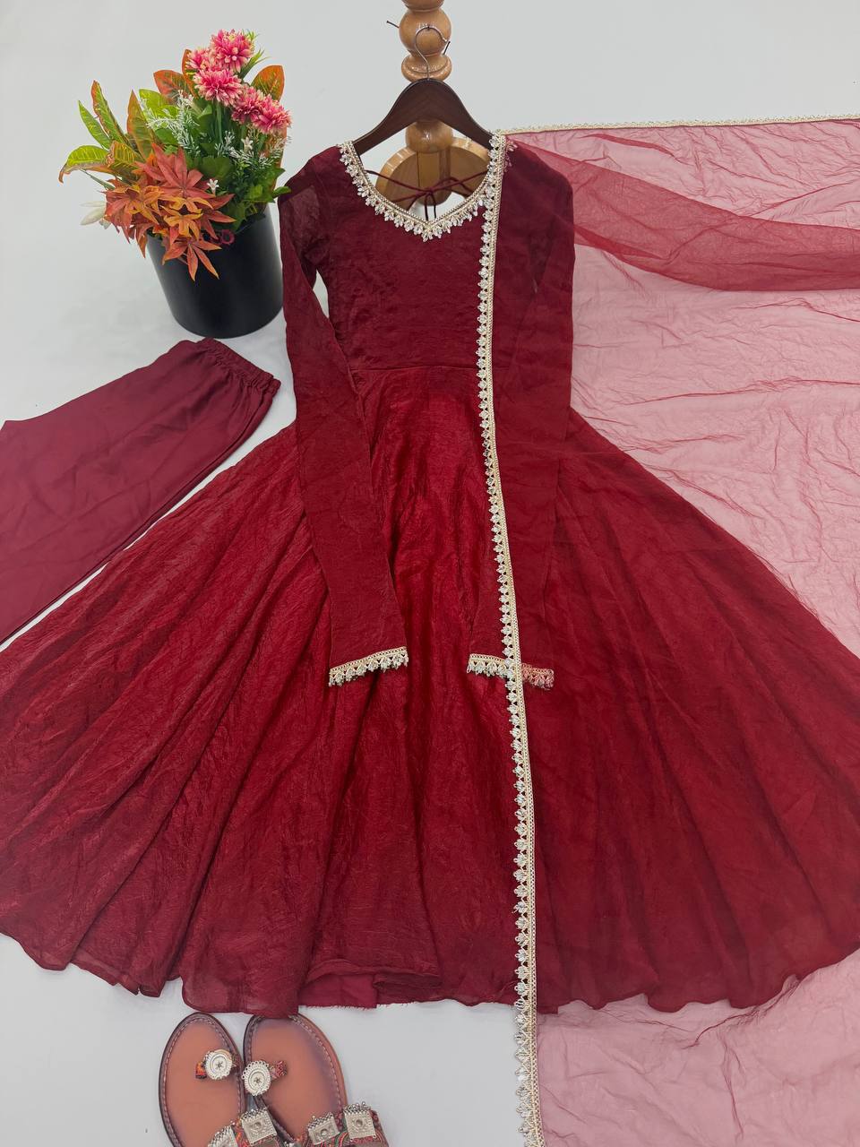 Vastika Doremon Crush Designer Three Piece Set Red