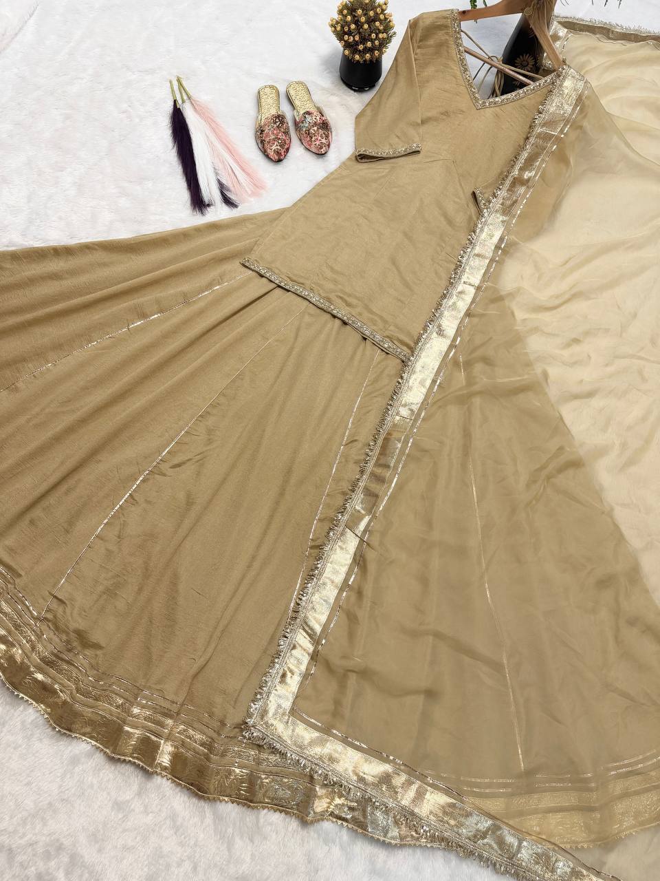Vastika Vichitra Silk Designer Top Lehenga Set