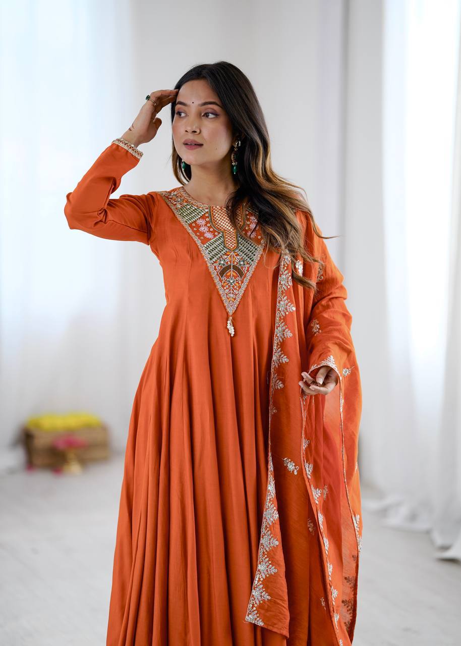 Vastika Elegant Embroidered Anarkali Three Piece Set