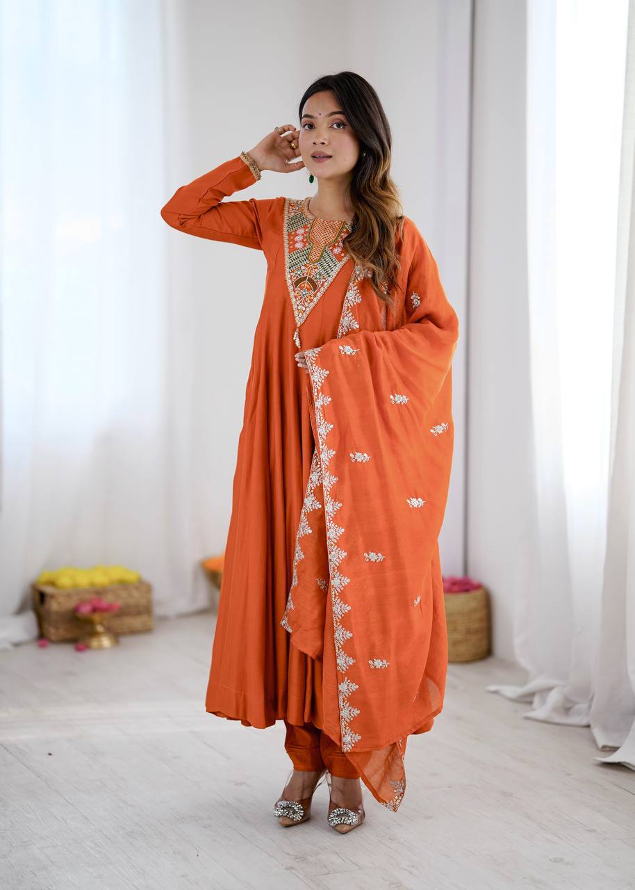Vastika Elegant Embroidered Anarkali Three Piece Set