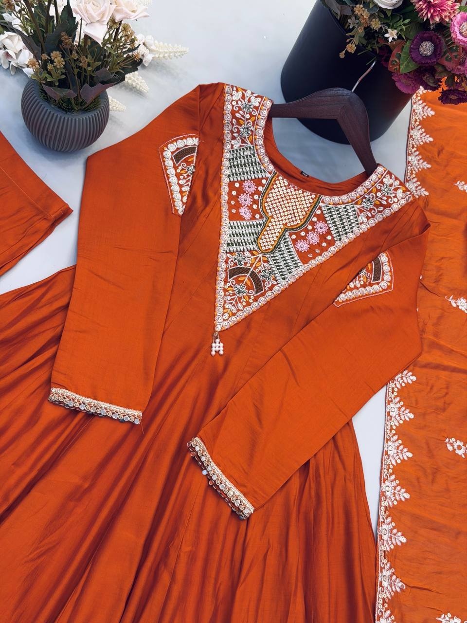 Vastika Elegant Embroidered Anarkali Three Piece Set