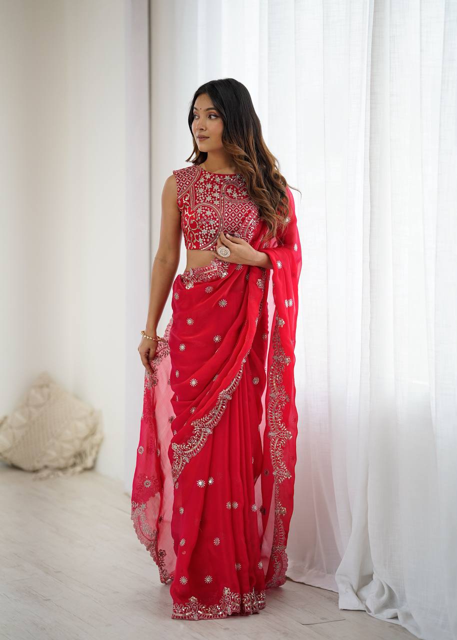 Vastika Designer Fendy Chiffon Saree
