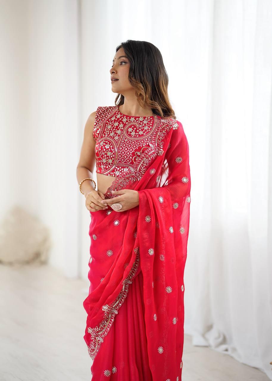 Vastika Designer Fendy Chiffon Saree