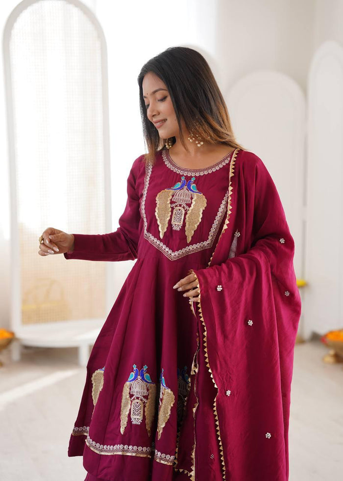 Vastika Royal Peacock Embroidered Anarkali 3-Piece Set