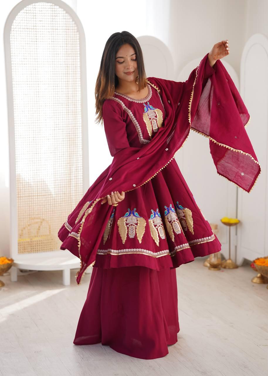 Vastika Royal Peacock Embroidered Anarkali 3-Piece Set