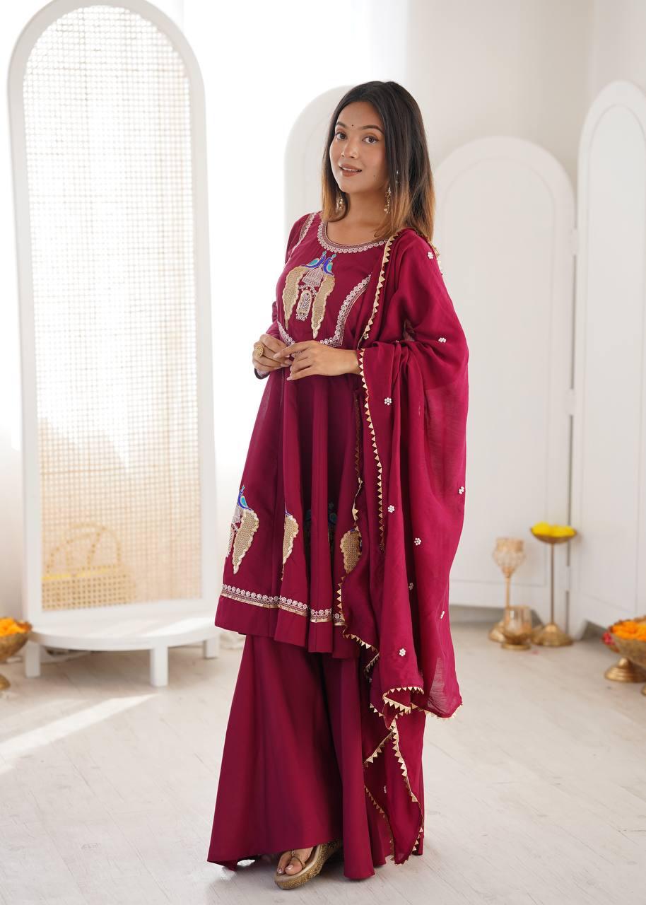 Vastika Royal Peacock Embroidered Anarkali 3-Piece Set