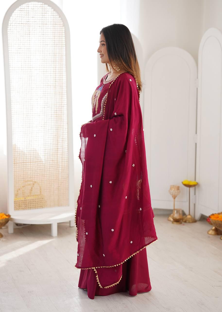 Vastika Royal Peacock Embroidered Anarkali 3-Piece Set